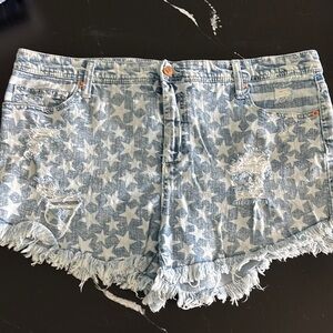 Mossimo Supply Co Blue and White Star Jean Shorts
